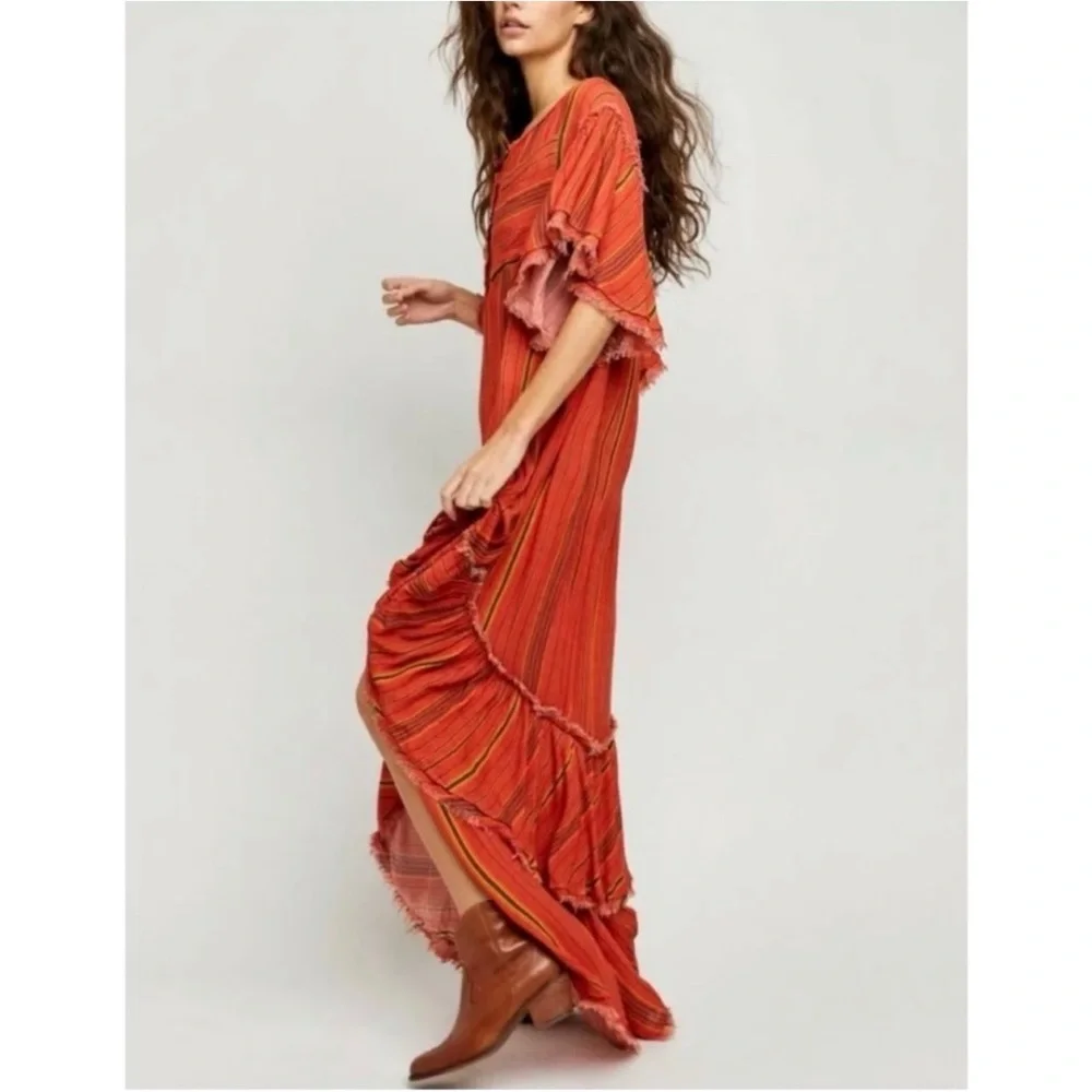 Free People Better Days Red Combo Maxi Dress NWT SZ XS - Picture 2 of 13